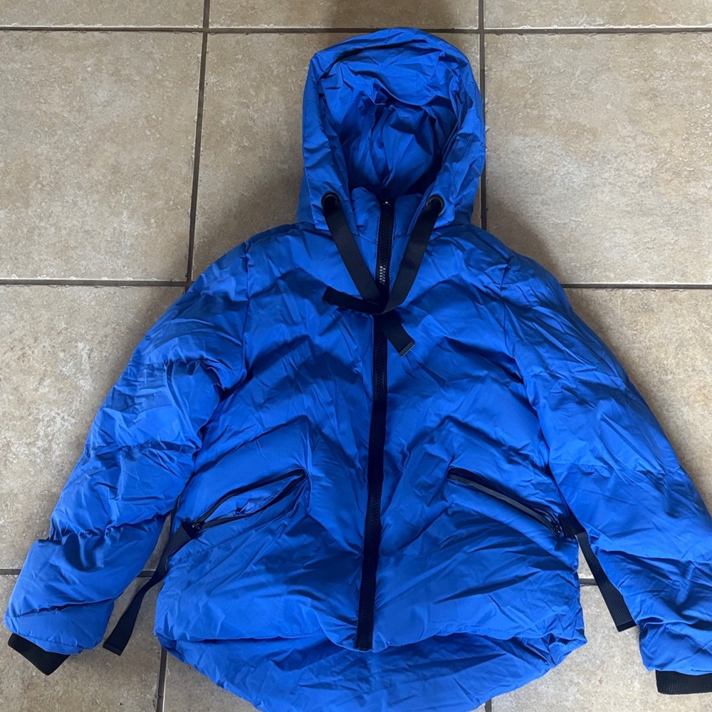 Blue Hooded Puffer Jacket